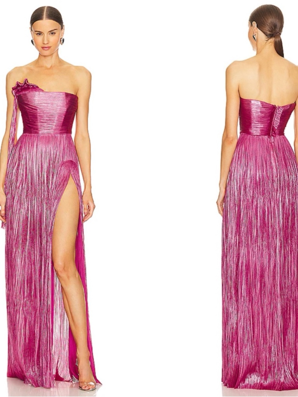 MARIA LUCIA HOHAN Odette Strapless Draped Pink Maxi Dress Size 4
